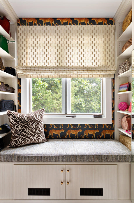 Cole & Son LEOPARD WALK CHARCOAL & ORANGE Wallpaper