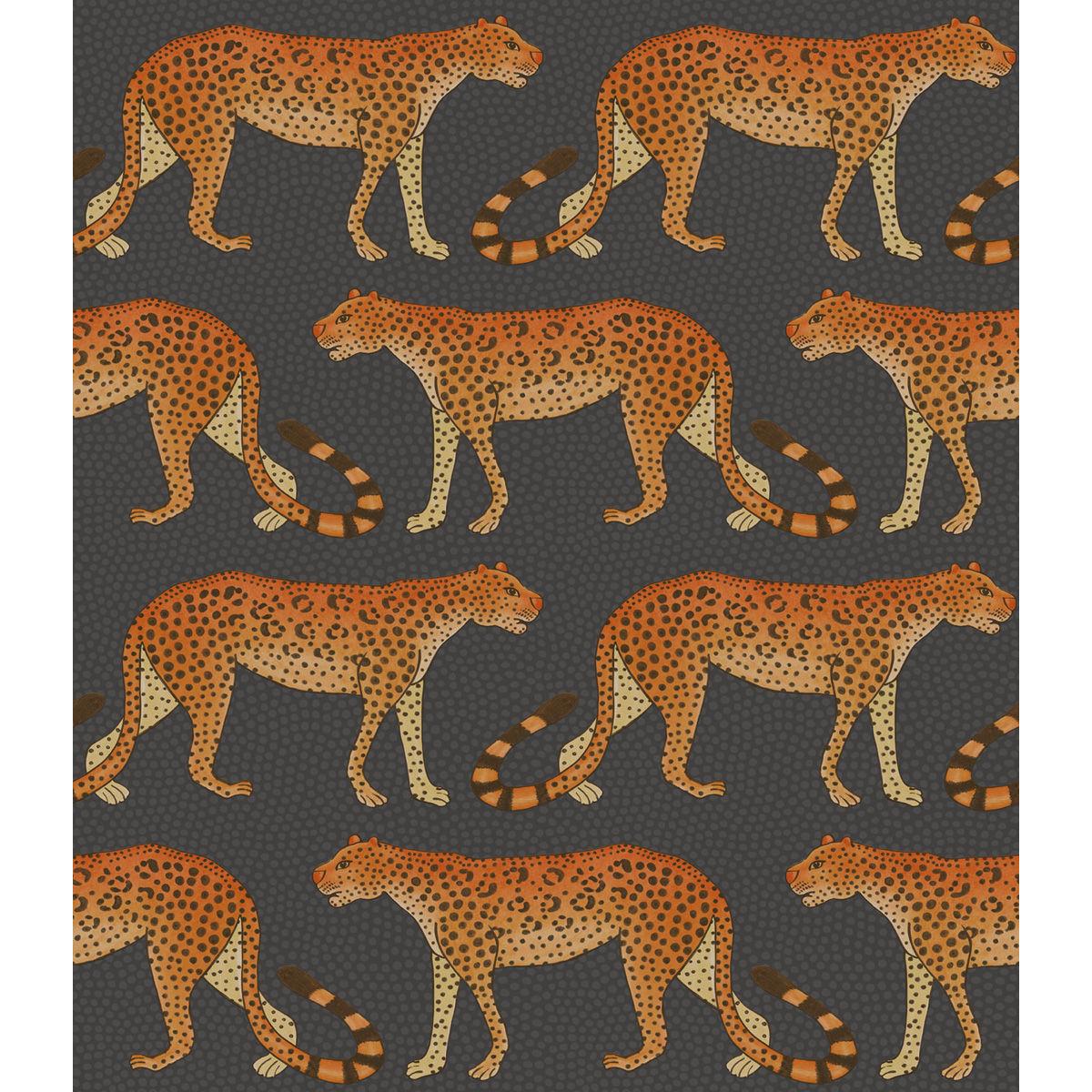 Cole & Son LEOPARD WALK CHARCOAL & ORANGE Wallpaper