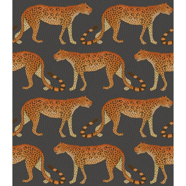 Cole & Son LEOPARD WALK CHARCOAL & ORANGE Wallpaper