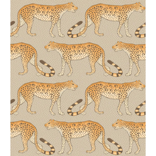 Cole & Son LEOPARD WALK STONE & ORANGE Wallpaper