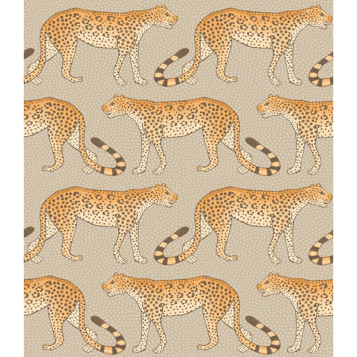 Cole & Son LEOPARD WALK STONE & ORANGE Wallpaper