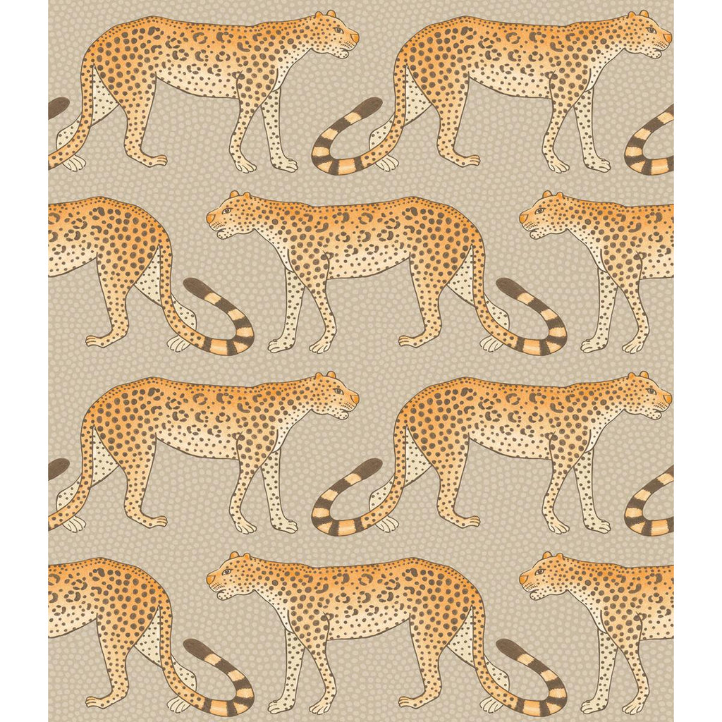 Cole & Son Leopard Walk Stone & Orange Wallpaper