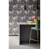 Cole & Son SAFARI DANCE CHARCOAL BLACK & WHITE Wallpaper