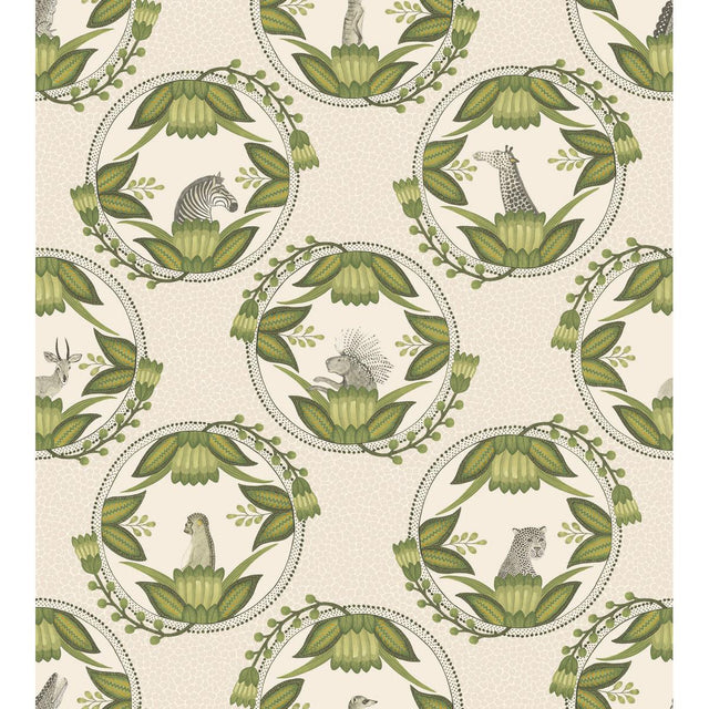 Cole & Son ARDMORE CAMEOS STONE & GREEN Wallpaper