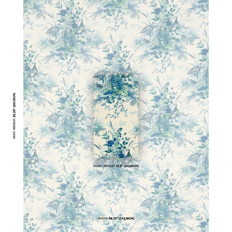 Schumacher Quail Meadow Peacock Fabric