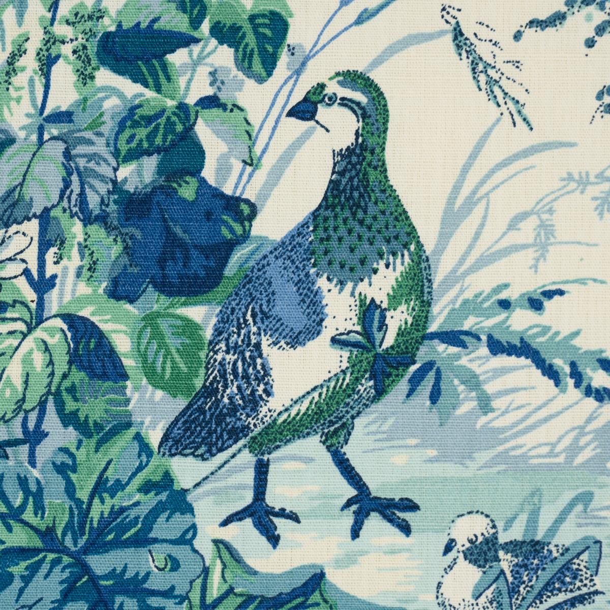 Schumacher Quail Meadow Peacock Fabric