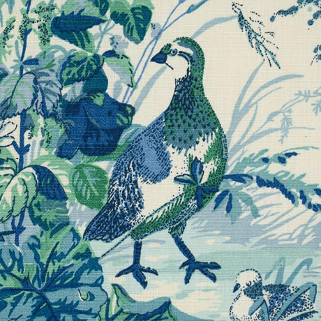 Schumacher Quail Meadow Peacock Fabric
