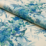 Schumacher Quail Meadow Peacock Fabric