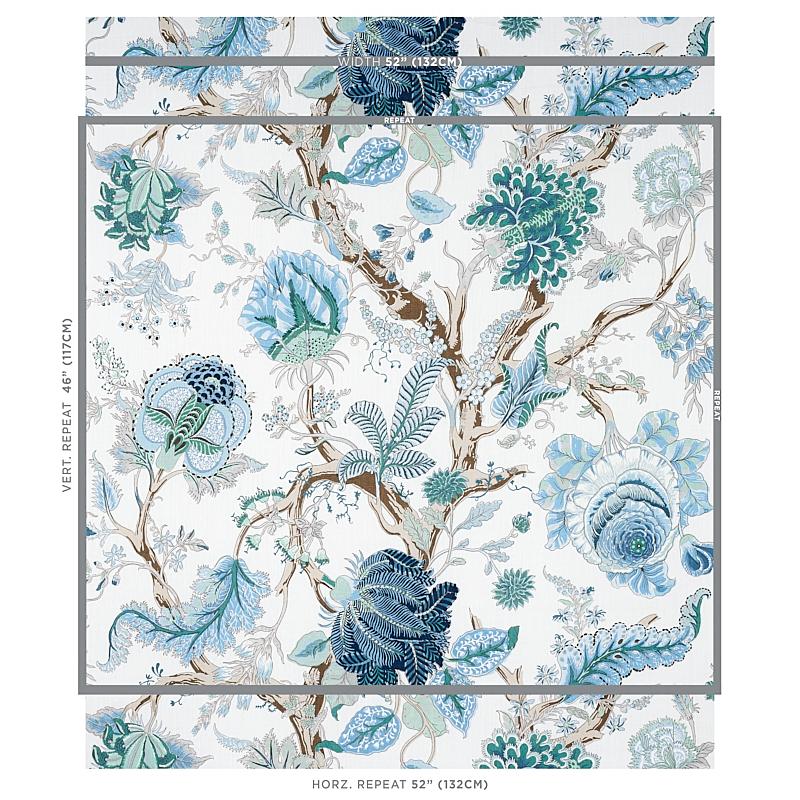 Schumacher Indian Arbre Peacock & Emerald Fabric