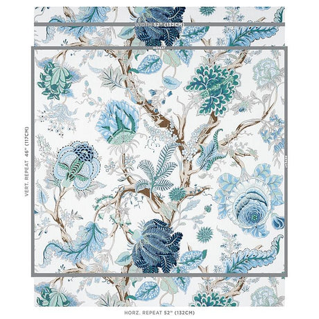 Schumacher Indian Arbre Peacock & Emerald Fabric