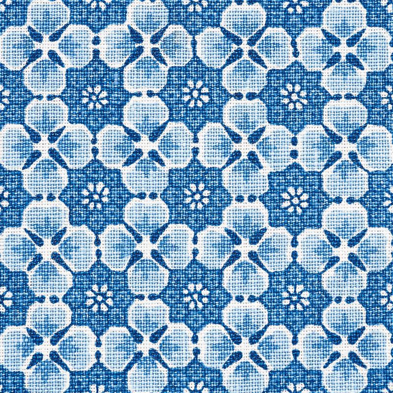 Schumacher Palisades Floret Indigo Fabric