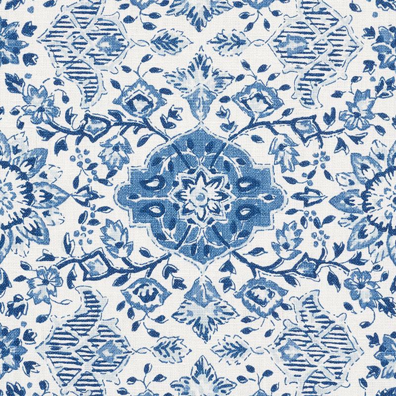 Schumacher Montecito Floral Indigo Fabric