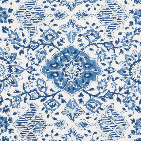 Schumacher Montecito Floral Indigo Fabric
