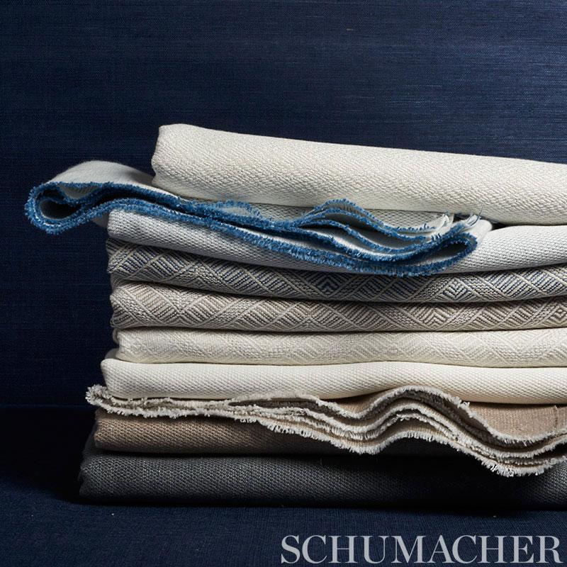 Schumacher Geometric Weave Indoor/Outdoor Chambray Fabric