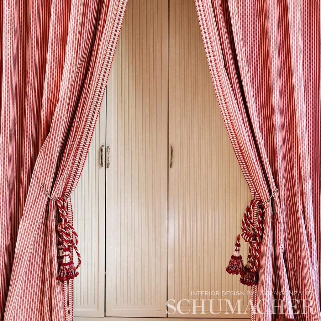 Schumacher Beverly Stripe Red Fabric