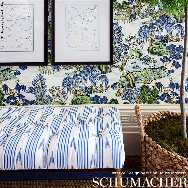 Schumacher Santa Barbara Ikat Indigo Fabric