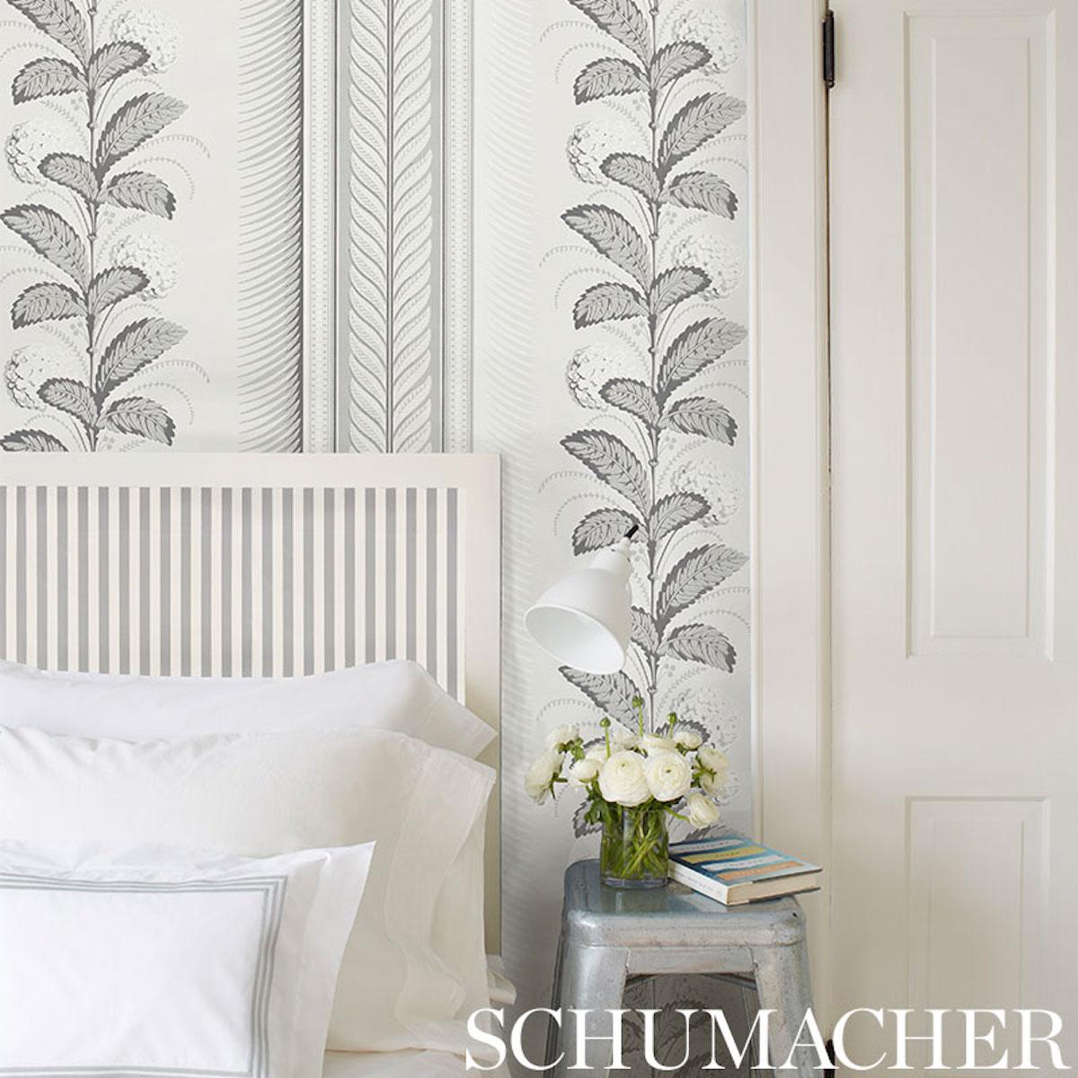 Schumacher Hydrangea Drape Grisaille Wallpaper
