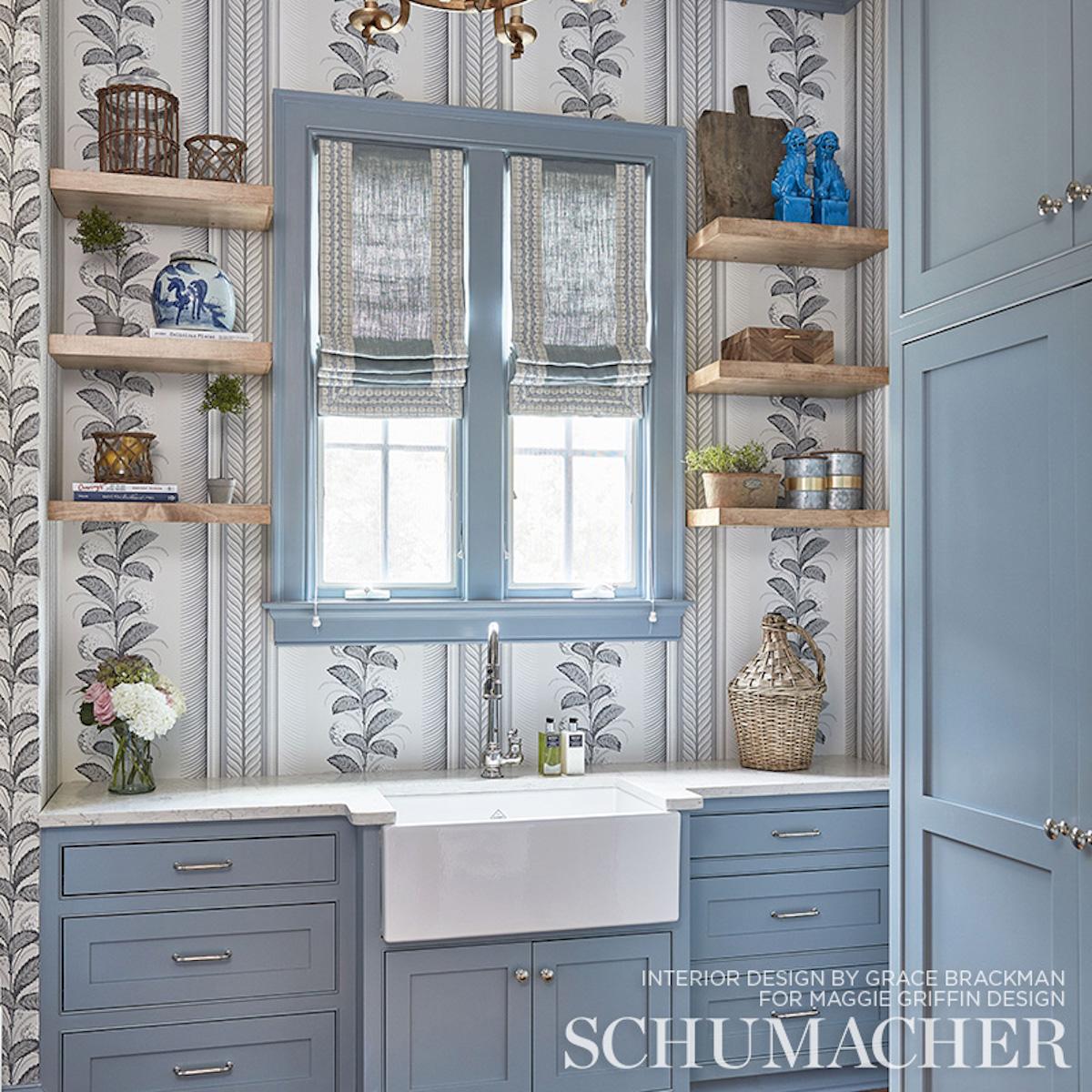 Schumacher Hydrangea Drape Grisaille Wallpaper