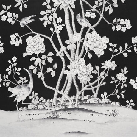 Schumacher Chinois Palais Panel Noir Wallpaper