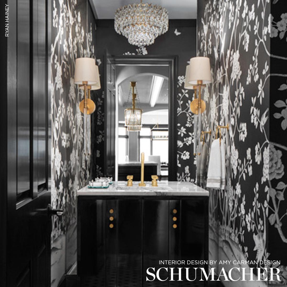 Schumacher Chinois Palais Panel Noir Wallpaper