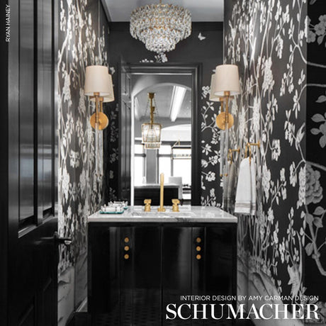 Schumacher Chinois Palais Panel Noir Wallpaper