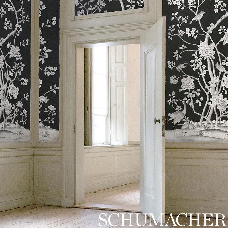 Schumacher Chinois Palais Panel Noir Wallpaper