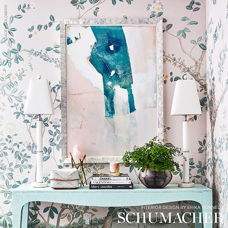 Schumacher Madame De Pompadour Panel Set Blush Wallpaper