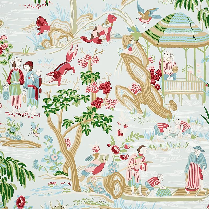 Schumacher Yangtze River Aqua Wallpaper
