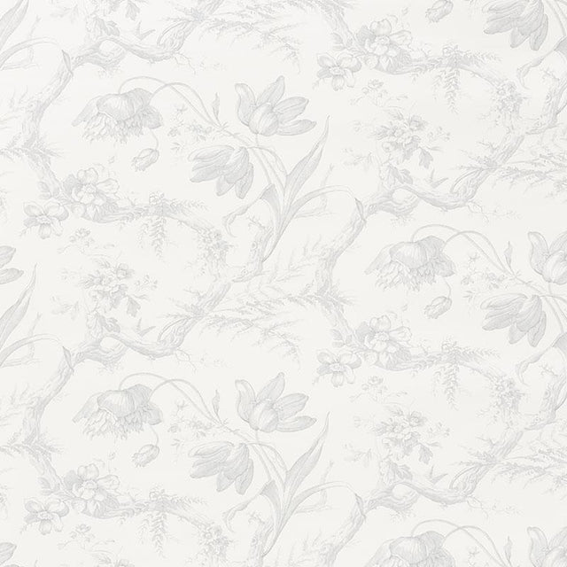 Schumacher Toile De Fleurs Grisaille Wallpaper