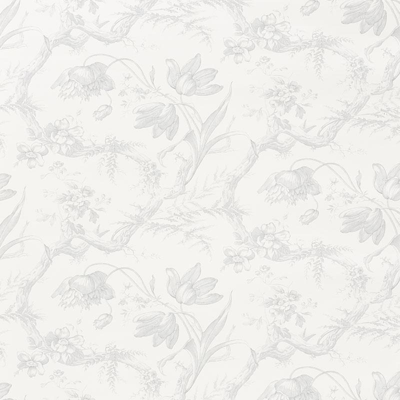 Schumacher Toile De Fleurs Grisaille Wallpaper