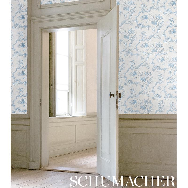 Schumacher Toile De Fleurs Grisaille Wallpaper