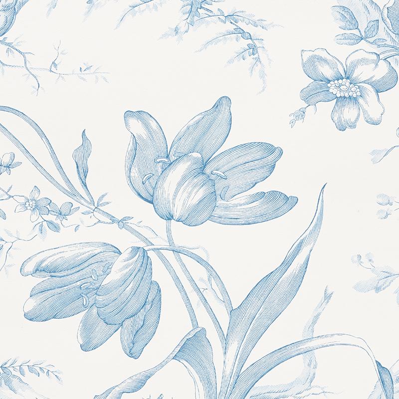 Schumacher Toile De Fleurs Delft Wallpaper