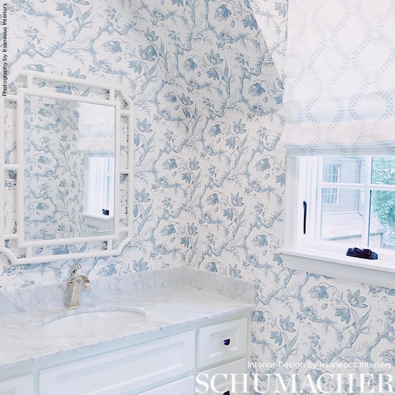 Schumacher Toile De Fleurs Delft Wallpaper