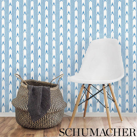 Schumacher Santa Barbara Ikat Indigo Wallpaper