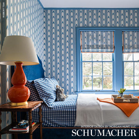 Schumacher Santa Barbara Ikat Indigo Wallpaper