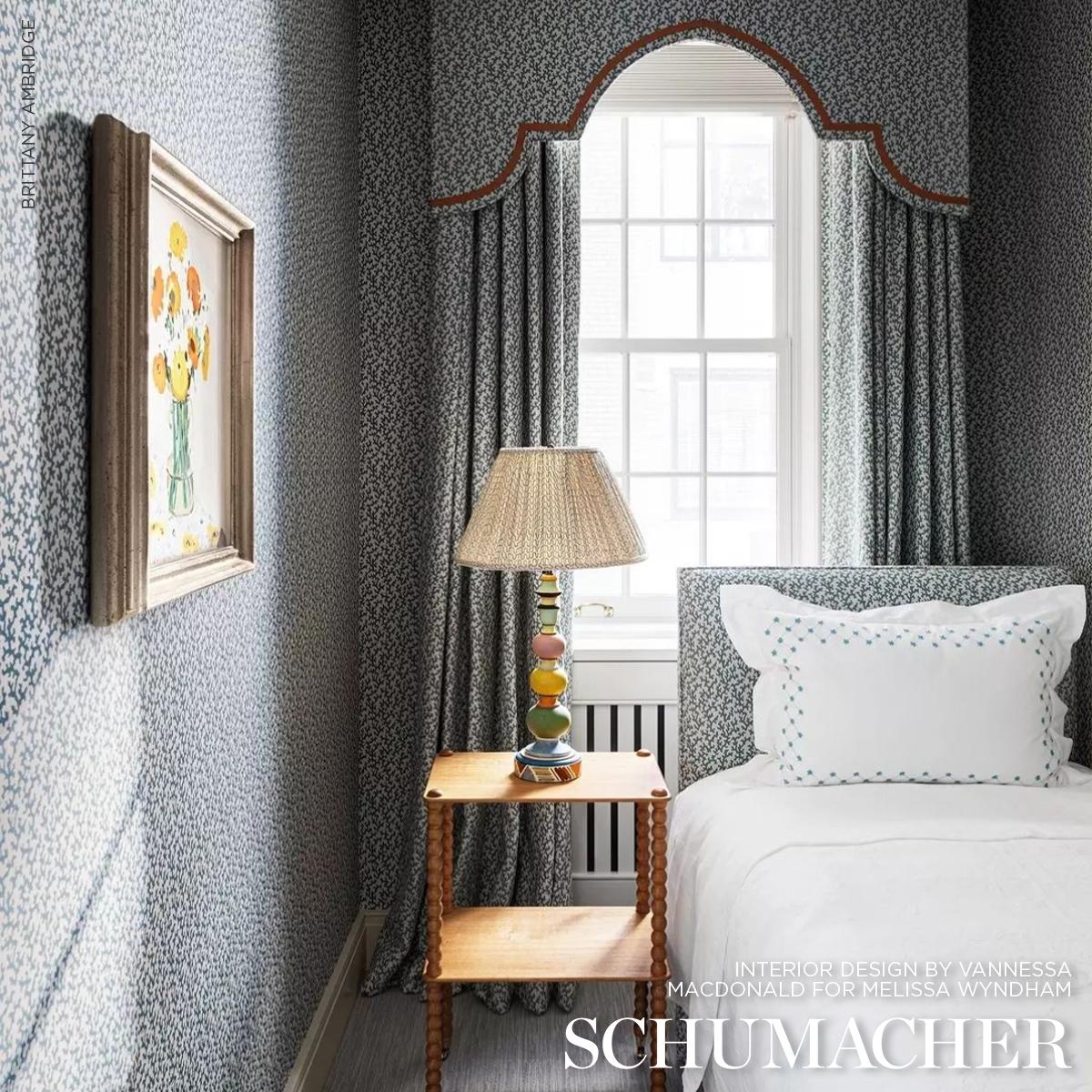 Schumacher Folly Peacock Blue Fabric