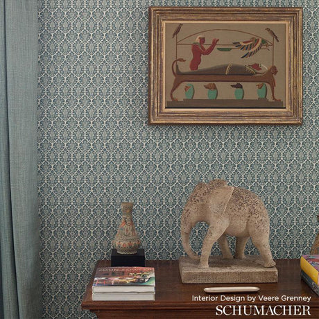 Schumacher Burley Peacock Blue Wallpaper