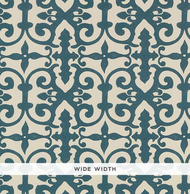 Schumacher Ferne Park Peacock Blue Wallpaper