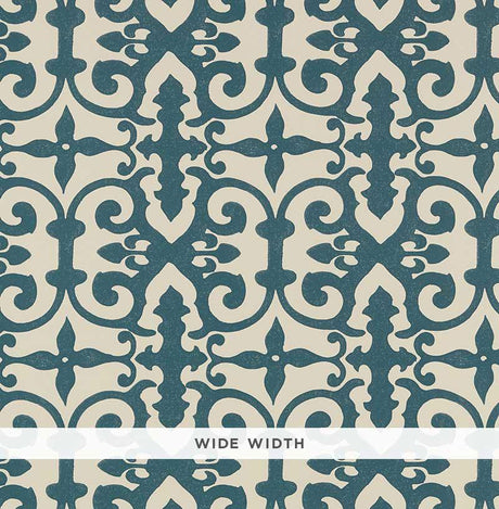 Schumacher Ferne Park Peacock Blue Wallpaper