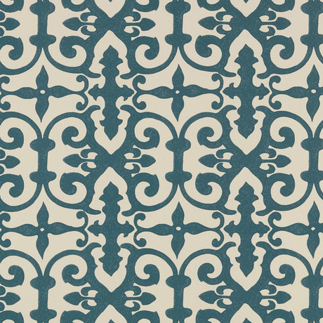 Schumacher Ferne Park Peacock Blue Wallpaper