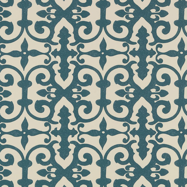 Schumacher Ferne Park Peacock Blue Wallpaper