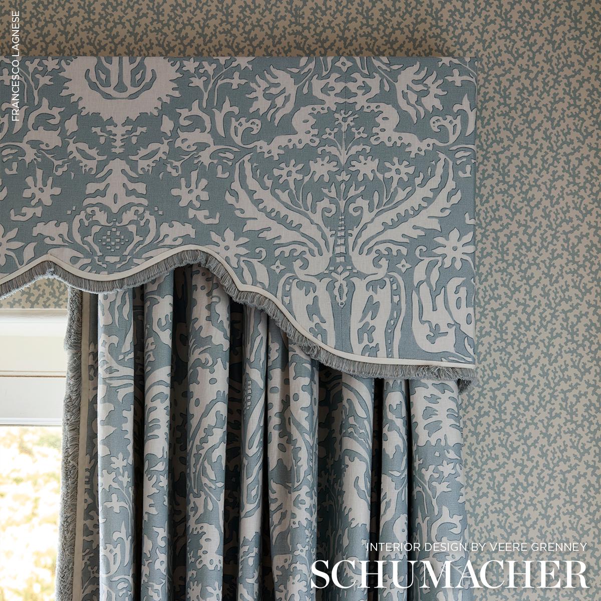 Schumacher Folly Orpington Blue Wallpaper