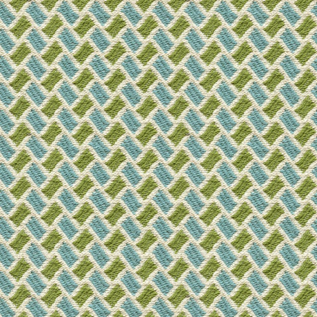 Brunschwig & Fils NEW BRIQUETAGE AQUA/LIME Upholstery Fabric