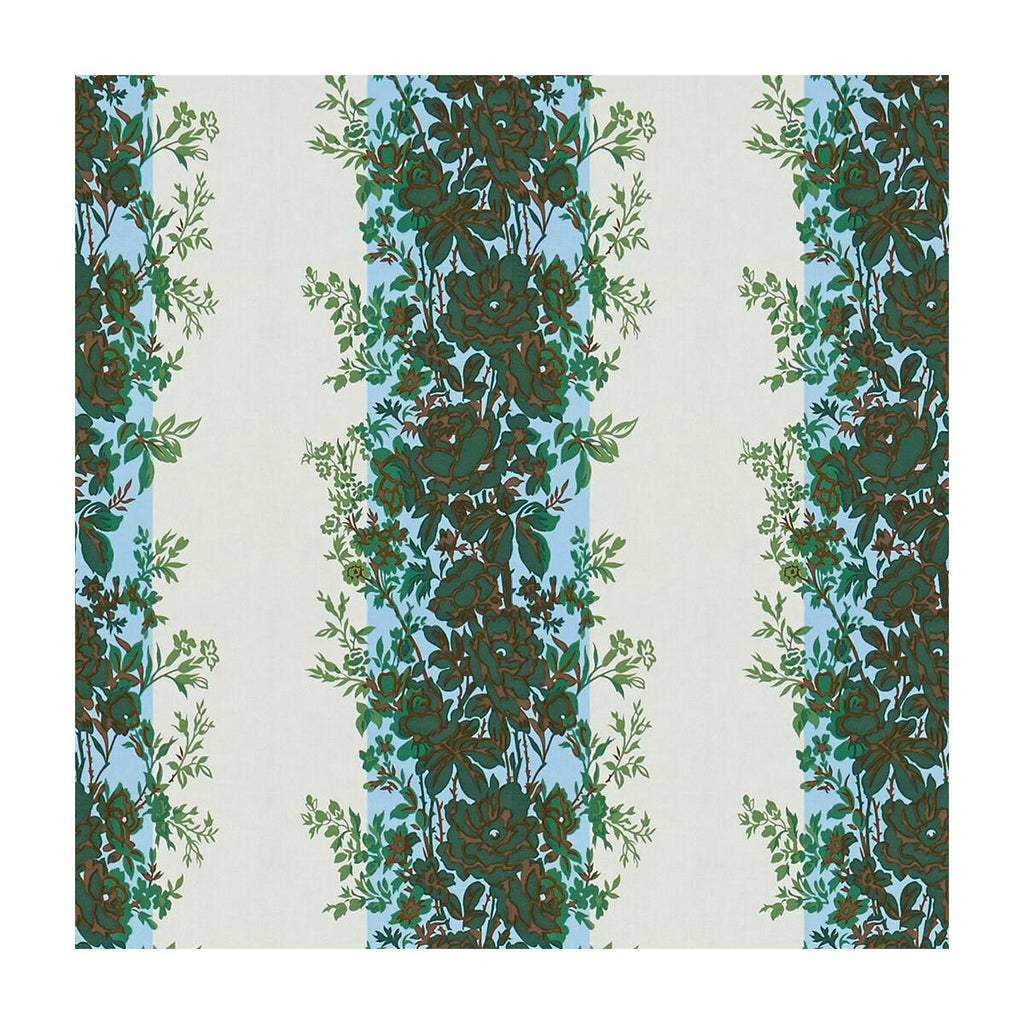 Brunschwig & Fils RAYURE FLEURIE BLUE/GREEN Fabric