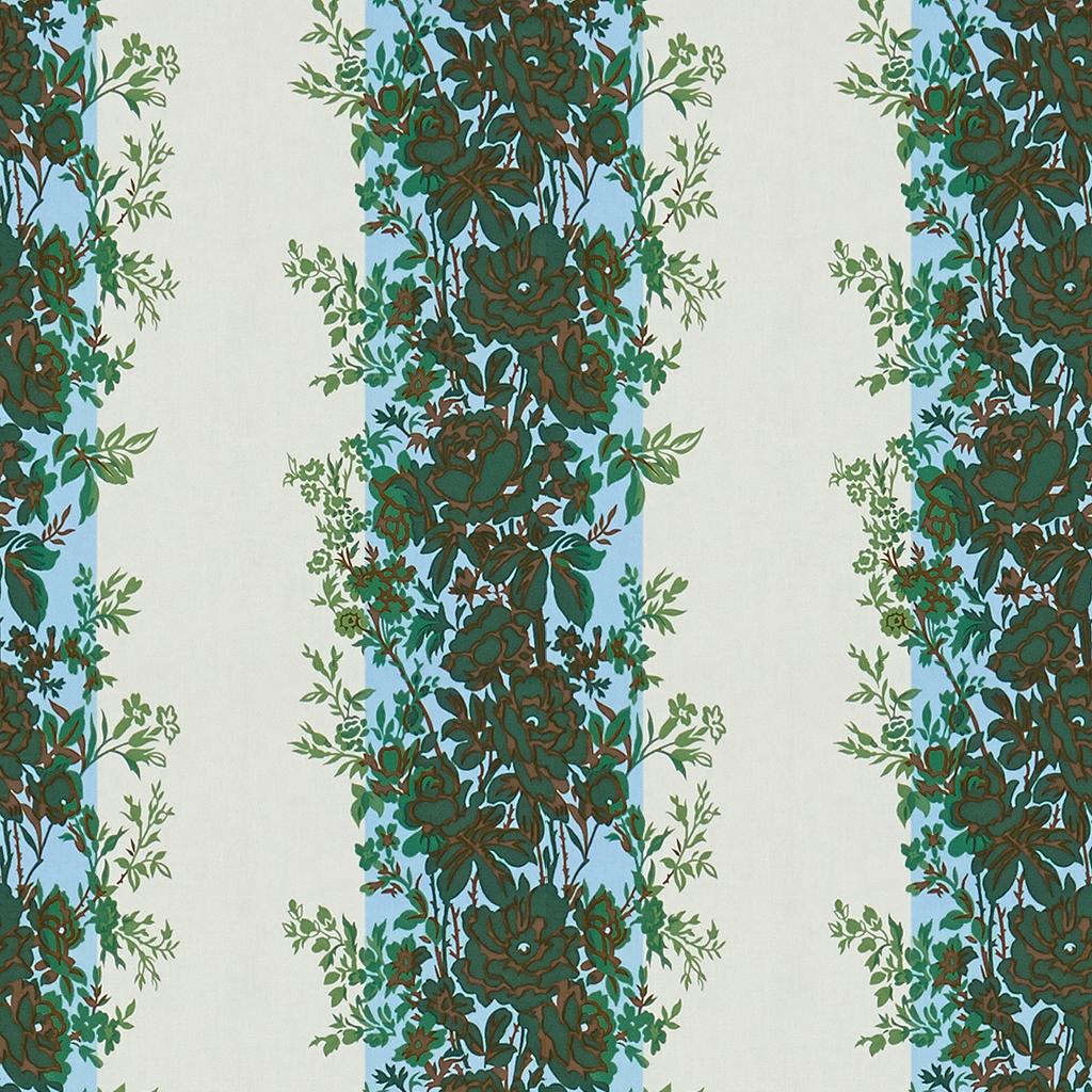 Brunschwig & Fils RAYURE FLEURIE BLUE/GREEN Fabric