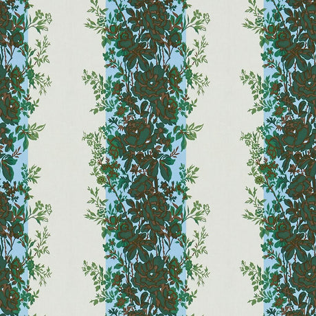 Brunschwig & Fils RAYURE FLEURIE BLUE/GREEN Fabric