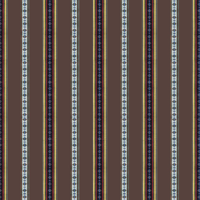 Brunschwig & Fils RAYURE BRODERIE BRUN Upholstery Fabric