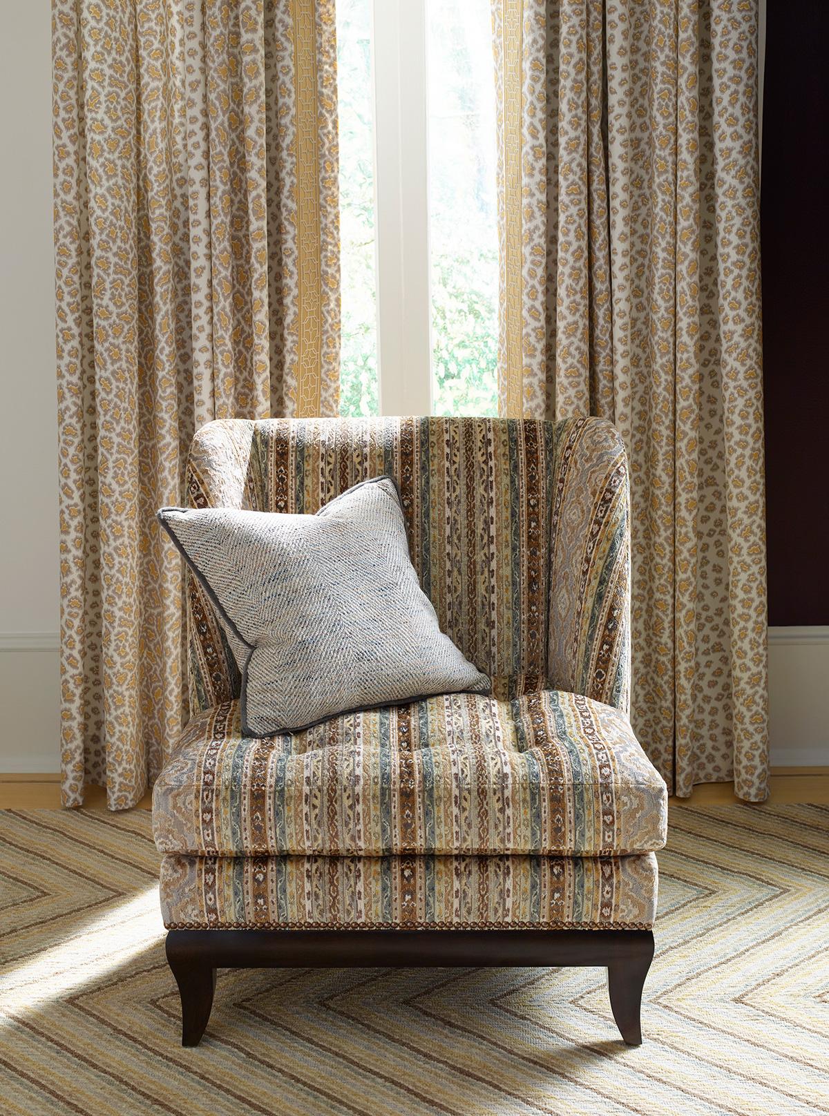 Brunschwig & Fils SARADA TEXTURE BLUE/TAN Upholstery Fabric