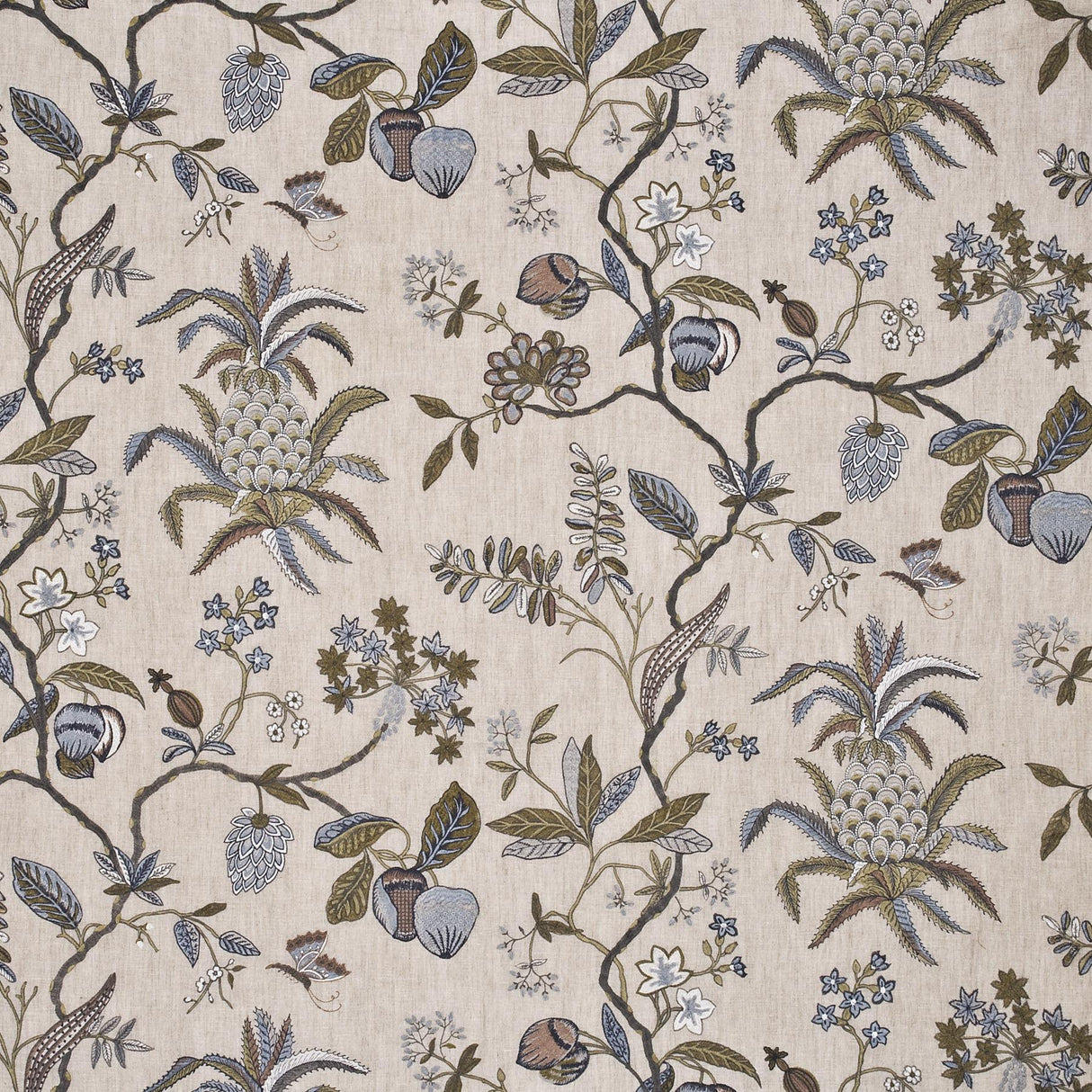 G P & J Baker EXOTIC PINEAPPLE LINEN SAGE/DOVE Drapery Fabric