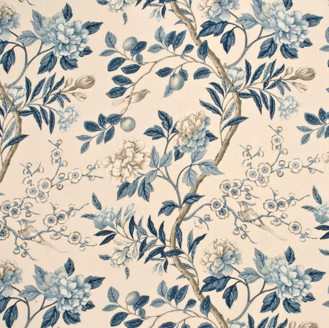 G P & J Baker EMPEROR'S GARDEN BLUE/CREAM Drapery Fabric